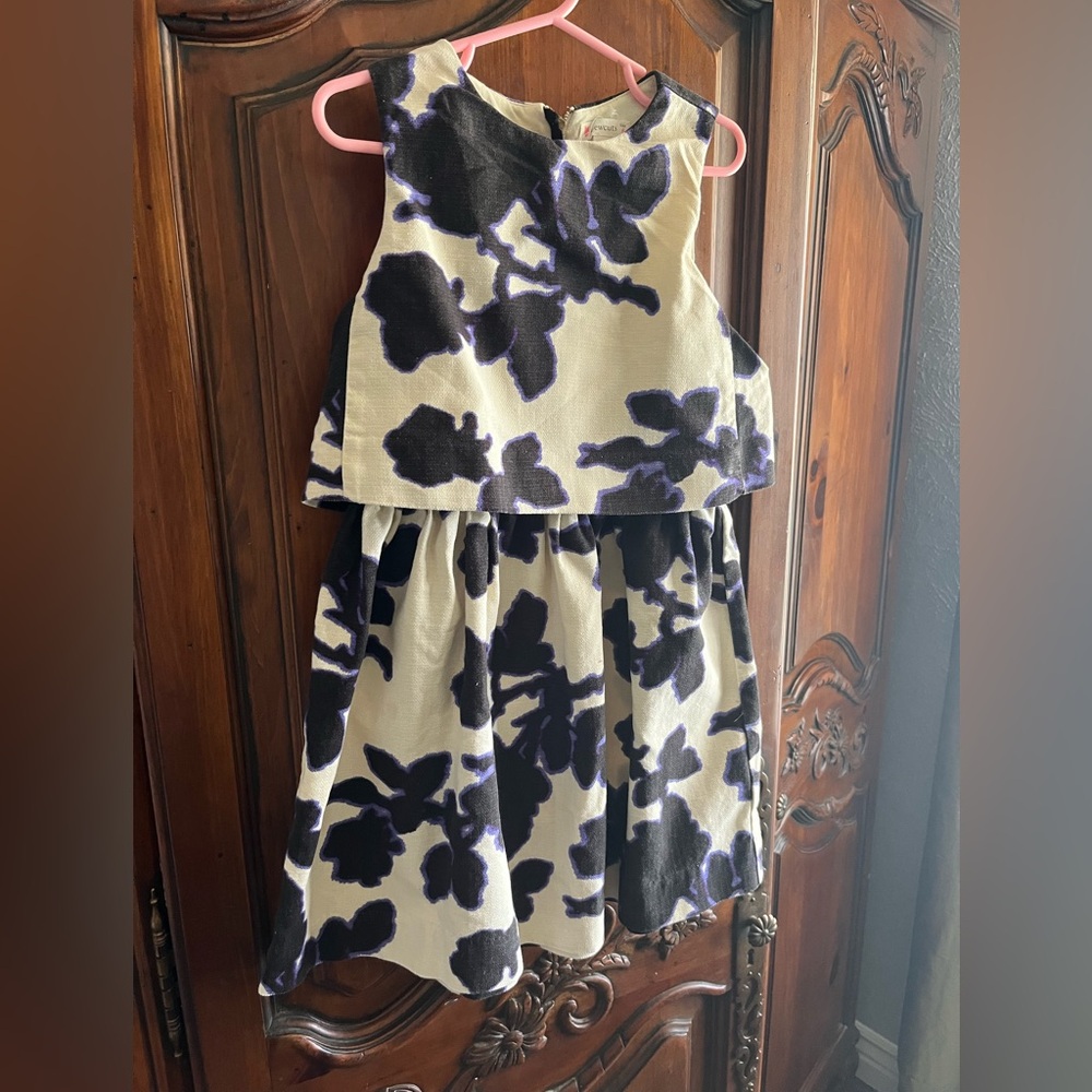Crewcuts Black and Cream Floral Kids Dress